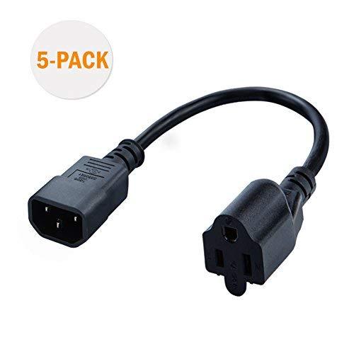 CableCreation [5-Pack] 1 Feet Standard Computer Power Adapter Cord NEMA 5-15R to IEC320 C14, 0.3M / Black 1ft [5 Pack]