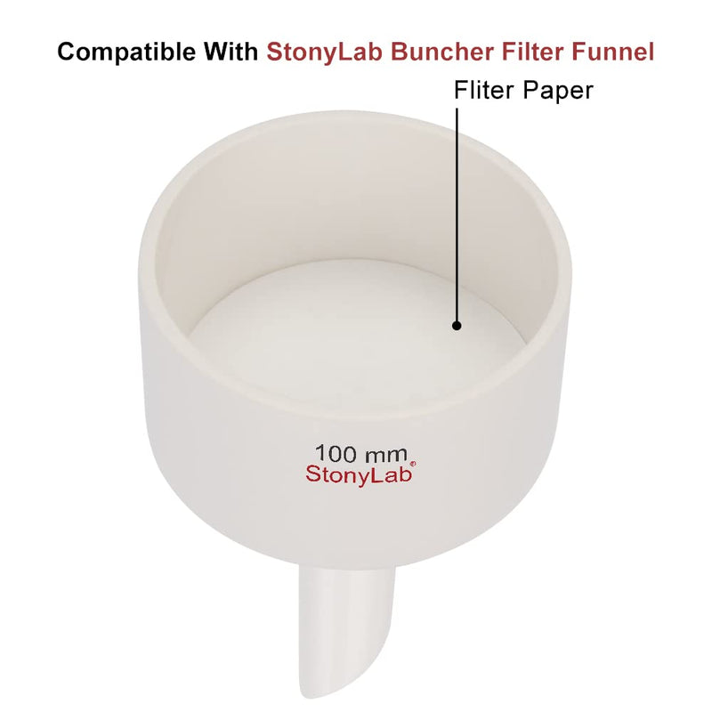 stonylab Quality Filter Paper, 100 Packs Slow Flow Rate Cellulose Filter Paper Circles with 10 Micron Particle Retention, 94mm Diameter 94mm Diameter White