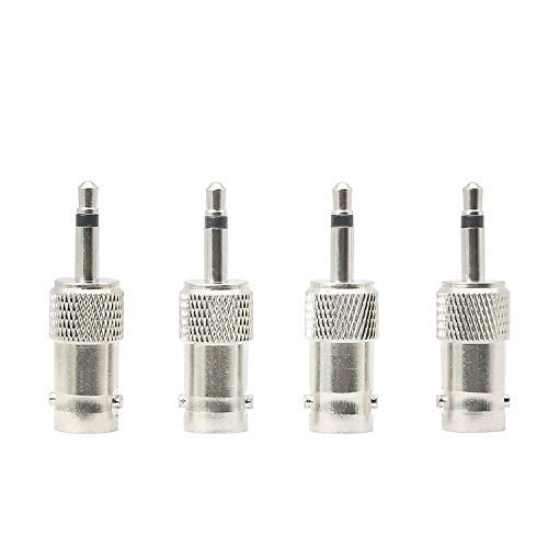 3.5mm Mono to BNC Adapter, BNC Female Jack to 1/8" TS Male Plug Nickel-Pated Bidirection Connector for Antenna Radio CCTV DVR Camera and More (4 Pack)