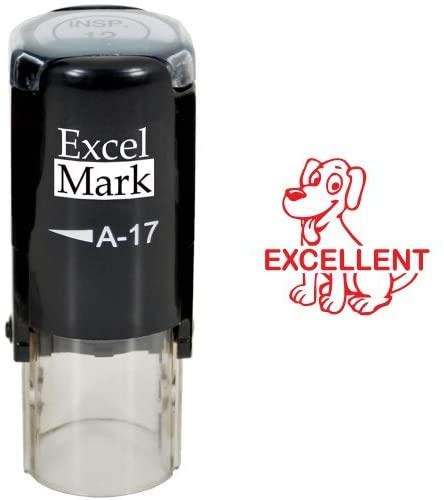 Excellent Dog - ExcelMark Self-Inking Round Teacher Stamp - Red Ink