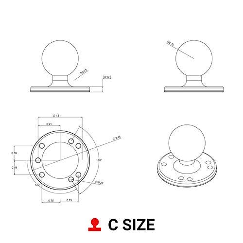 RAM Mounts Round Plate with Ball RAM-202U with C Size 1.5" Ball