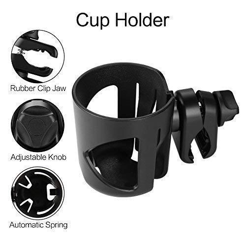 Universal Cup Holder by Accmor, Stroller Cup Holder, Large Caliber Designed Cup Holder, 360 Degrees Universal Rotation Cup Drink Holder,Black Black