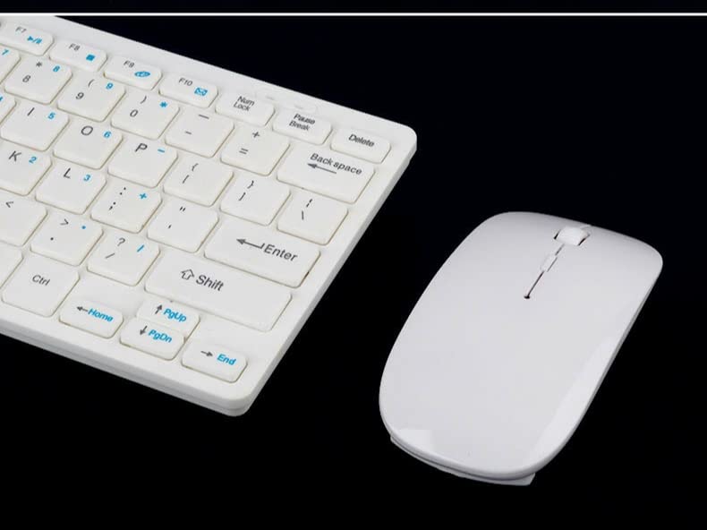 Wireless Keyboard and Mouse Combo, Compact Quiet Wireless Keyboard and Mouse Set 2.4G Ultra-Thin Sleek Design for Windows, Computer, Desktop, PC, Notebook, Laptop (White) White