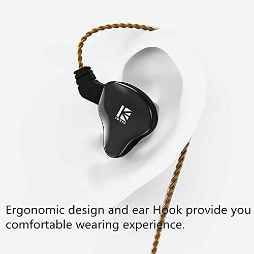 KBEAR KS2 in Ear Headphone,H HIFIHEAR IEM 1BA 1DD Stereo in Ear Earphone, HiFi Over Ear Earbud Headset Noise Cancelling Hybrid Earphone with Removable Cable for Running Walking (with mic, KS2 Dark) … With Mic
