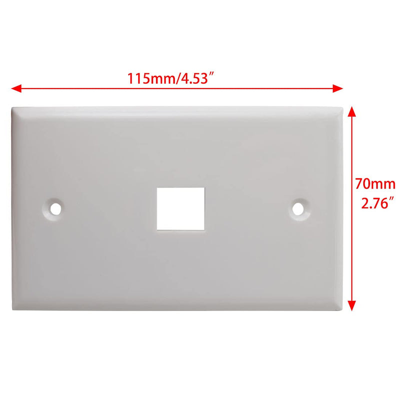 1 Pack Ethernet Wall Plate -Single Gang 1 Port RJ45 Cat6 Keystone Jack Female-to-Female, Trapezoidal Inline Coupler, Standard Size, White 1 Pack