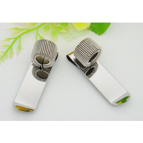Pen Holder Stainless Clip Clipboard with Spring Fits Almost All Pen Size(Silver)