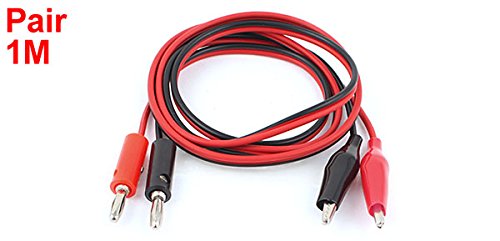 uxcell Pair Red Black Alligator Test Lead Clip to Banana Connector Probe Cable 1M 3Ft