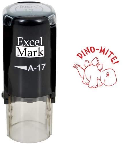 Round Teacher Stamp - Dino-MITE! - RED Ink