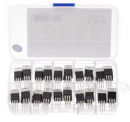 Bridgold 50pcs 10Types TIP Series Transistors Assortment Kit, Including TIP31 TIP32 TIP41 TIP42 TIP120 TIP121 TIP122 TIP125 TIP126 TIP127