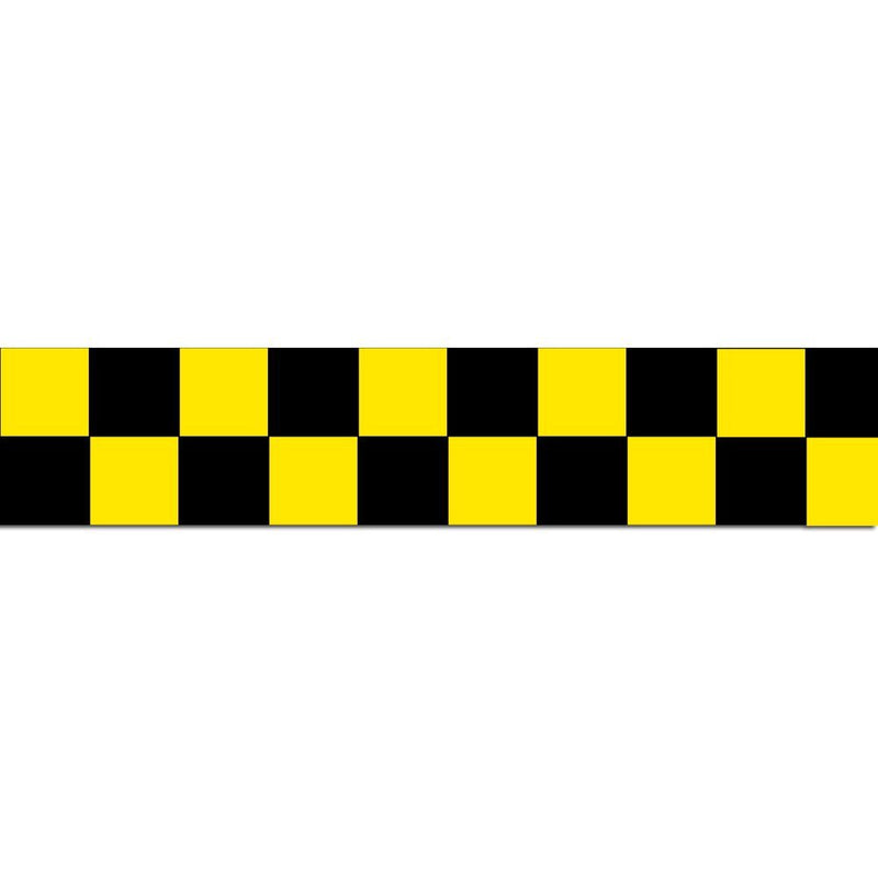 INCOM Manufacturing: 1 inch Square Pattern Checkerboard Racing Laminated Safety Tape, 2 inch x 54 ft, Yellow and Black – Indoor and Outdoor