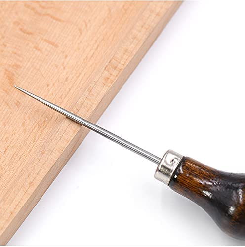 VIUJUH 2 Pack Awl,Gourd Shape Awl Tailors Awl Wood Handle Scratch Awl Sewing Awl Tool for Leather (2 Pack)
