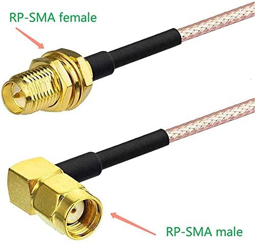 Bingfu WiFi Antenna Extension Cable (2-Pack) RP-SMA Male Right Angle to RP-SMA Female Bulkhead Mount RG316 Cale 30cm 12 inch for WiFi Router Security IP Camera Monitor Mini PCIE Card 12 inch / 30cm Right Angle