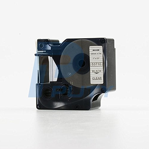 Black on Clear Tape Label Compatible for DYMO 53710 D1 24mm 7M 1" X 23'