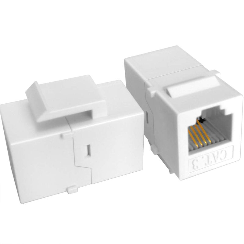 NECABLES (5 Pack) CAT3 Telephone Keystone Jack Phone Keystone Coupler RJ11 6P4C Female to Female White