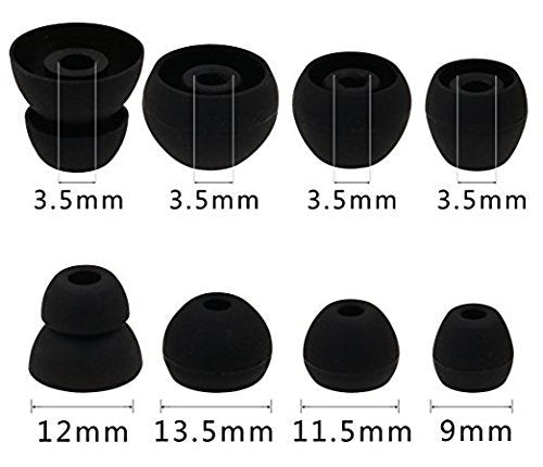 16pcs Black Replacement Ear Tips Ear Buds Ear Gels for Beats by dr dre BeatsX Earphones, JNSA Eartips Earbuds Eargels for Beats X, SML &Double Flange, Black