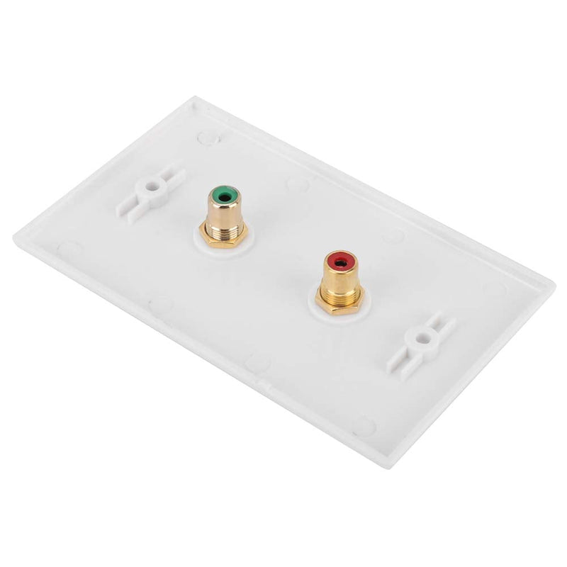 2-Port RCA Panel, Multi-Functional RCA Connector Wall Plate Insert Interfaces for Office Building Subwoofer Audio Port, US Standard, White