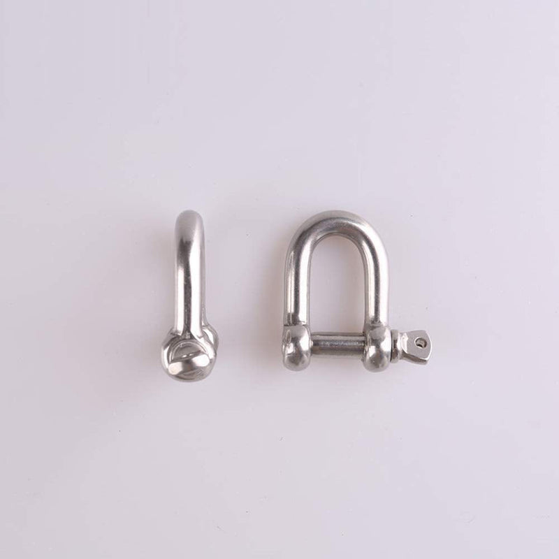 10 PCS M4 Stainless Steel D Shackle 5/32" (4mm) Forged D Shackle with Screw Pin, Silver Color