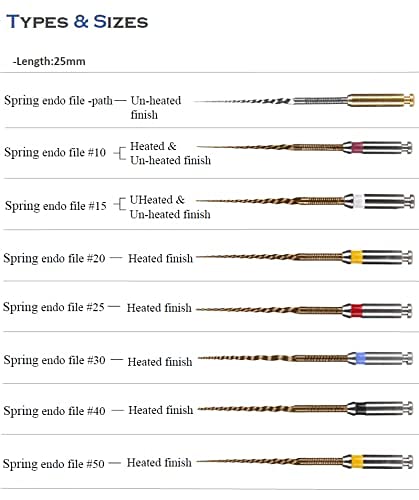 Denflex Flexible Heated Spring Endo Rotary 25mm Files, Root Canal Expansion Tool, NITI Endodontics handpiece Drill 6pcs (#30-Heated Finish) #30-Heated finish