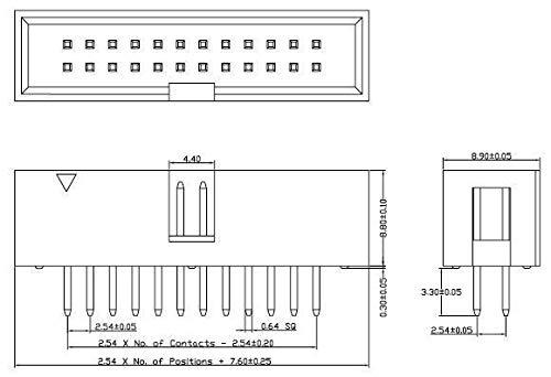 10 pcs. 2.54mm 2x4 Pin 8 Pin Straight Male Shrouded PCB Box Header IDC Socket
