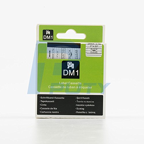 Black on Clear Tape Label Compatible for DYMO 53710 D1 24mm 7M 1" X 23'