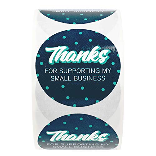 Modern Navy Polka Dot Thanks for Supporting My Small Business Stickers / 500 1.5" Thank You Business Labels