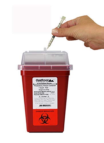 OakRidge Products 1 Quart Size (Pack of 3) Sharps Disposal Container - Approved for Home and Professional use