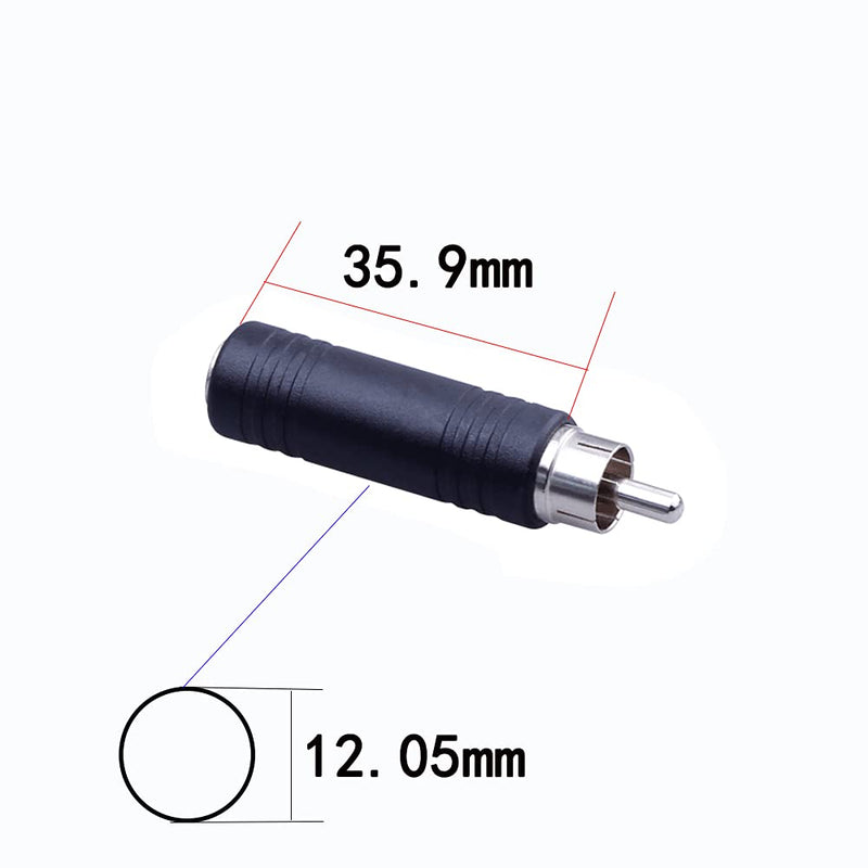 6.35mm to RCA Adapter RCA Male Plug to 6.35mm 1/4 Inch Mono Female Audio Mic Plug Adapter Jack Converterr (3 Pack)