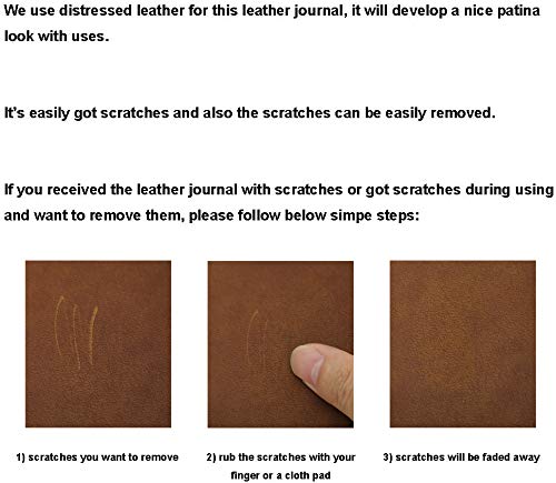 Leather Journal Writing Notebook - Genuine Leather Bound Daily Notepad for Men & Women Lined Paper 240 Kraft Pages, Handmade, Brown, 5 x 7 in 5"x7"