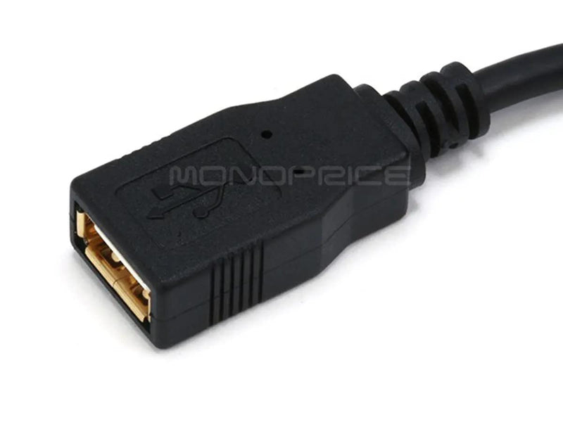 Monoprice 10-Feet USB 2.0 A Male to A Female Extension 28/24AWG Cable (Gold Plated) (105434),Black 1 10ft Black