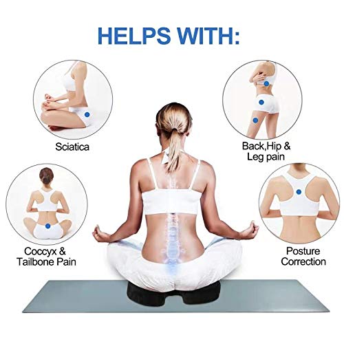Upgraded-SnugPad Memory Foam Seat Cushion, for Sciatica, Back, Hip, and Tailbone Pain Relief, Firm Comfortable, Support for Office Chair, Wheelchair,Car. Nonslip Orthopedic Memory Foam Coccyx Cushion 1 Seat cushion Black
