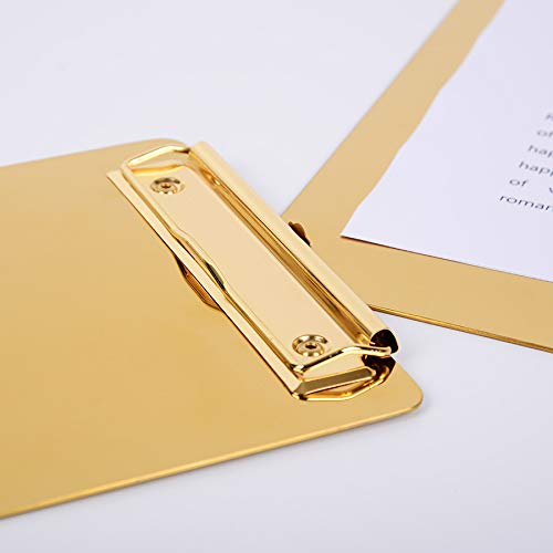 Chris.W Gold Metal Clipboard with Low-Profile Clip, Stainless Steel Clipboard, 8.86 x 12.2 inch(A4)