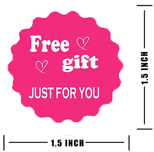 Free Gift Just for You Stickers,1.5 Inch Round Pink Customer Appreciation Thank You Sticker Labels for Small Businesses ,Mailing Envelopes,Small Shop ,Packaging(500Pcs/Roll)