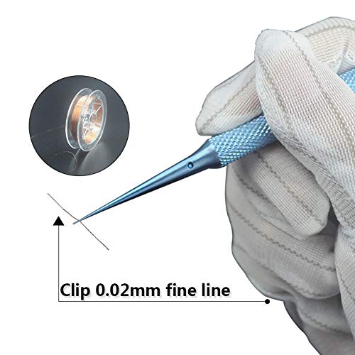 Tvoip 1Pcs Precision Titanium Alloy Tweezers Fly Line Fingerprint Forceps Clips for Electronic Components Copper Wire Picking Tools (BT-11 Curved Tweezers) BT-11 Curved Tweezers