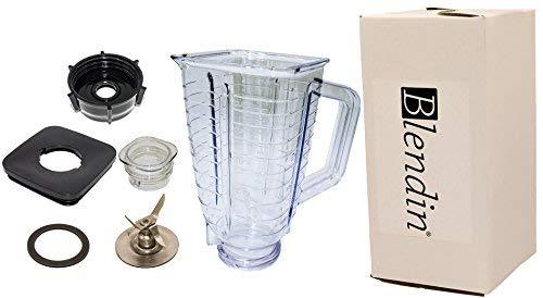 Blendin 5 Cup, Square Top Plastic Blender Jar, Complete, Compatible with Oster and Osterizer Blenders