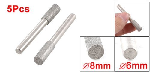 sourcing map Pack of 5 Cylinder Nose Alloy Shaft Diamond Mounted Points 8mmx20mmx6mm DE de