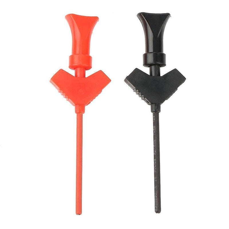 10pcs Test Hook Clips Mini Test Clip Jumper Test Probe Hook Test Lead Kit for SMD IC Electronic Tester Black+Red