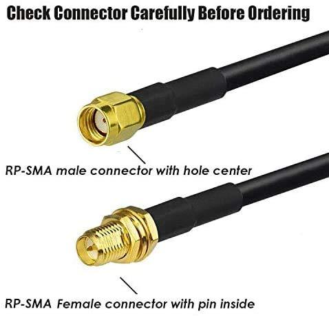CORONIR 16ft Low Loss RP SMA Coaxial Extension Cable RG58 Cable Male to Female Connector for Wireless LAN Router Bridge & Other External Antenna Equipment-NOT for TV 16ft-Pack of 1