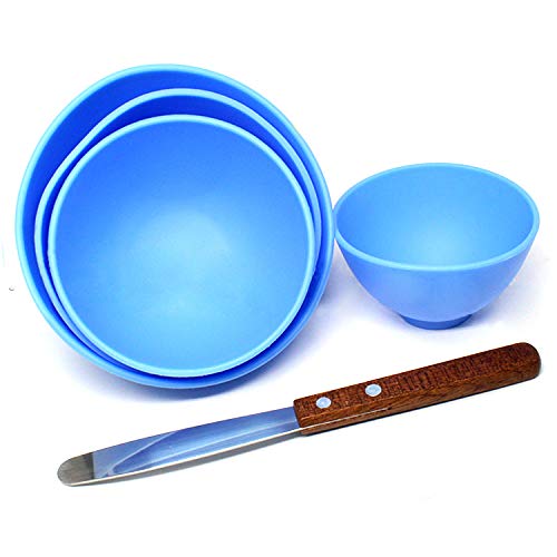BONEW 4 x plastic toothbrush bowls for alginate, modeling clay, rubber plaster bowl + 2 mixing spatulas