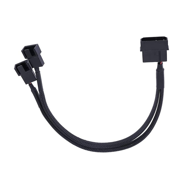FBHDZVV 2Pcs 4 Pin PWM Fan Splitter Adapter Cable, 4pin MOL-ex Fan Splitter Cable Extension Power Cable 1 to 2 12v Black Sleeved Braided Computer PC Case Cooler Fan Power Splitter Adapter Cable molex 1 to 2