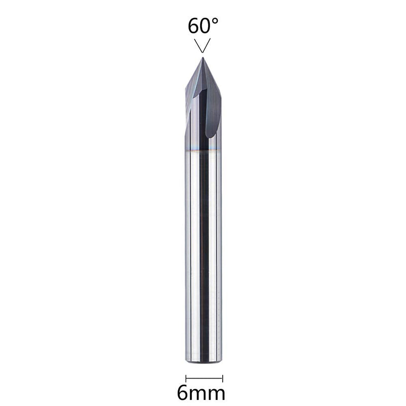 SpeTool chamfer cutter engraving cutter 3 flutes V groove cutter 6 mm shank 60 degrees solid carbide engraving end mill wood cutter with TiAlN coating CNC cutter for router for machine tools and chamfering ECP3F-D6.0-R60