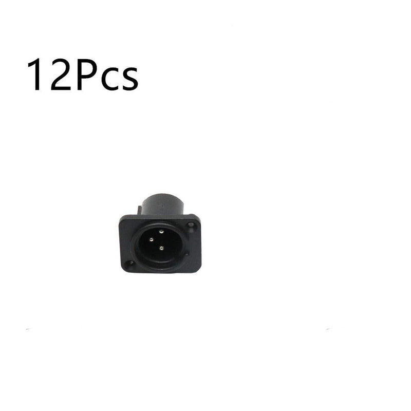 QMseller XLR Male Audio Speaker Panel Socket Microphone Adapter Straight Terminal Panel Mounted Connector 12 Pcs