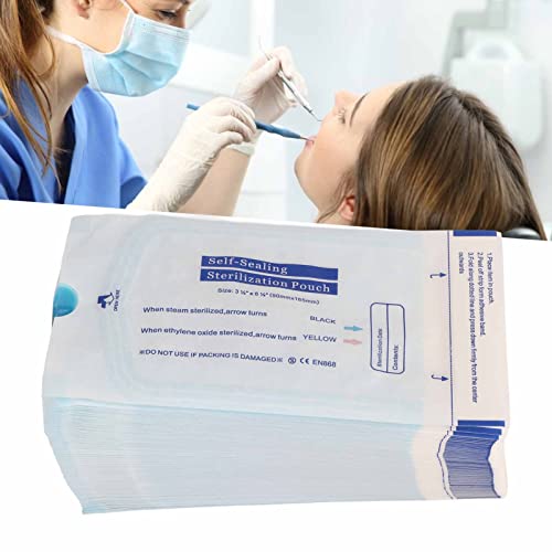 Pack of 200 Self-Sealing Sterilization Bags Disposable Sterilization Bags for Dental Tools, Cosmetic Packaging, Hospital, 90 x 165 mm 90 x 165 mm