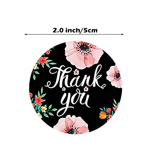 Thank-You-Stickers-Roll 500 Pcs 1.5'' Round Black Rose Gold Thank You Labels Adhesive Seal Stickers Roll Labels, Thank You Stickers… (Style G) Style G