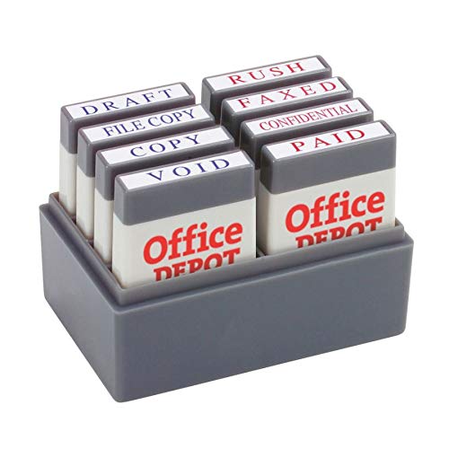 Office Depot Mini Message Stamp Kit, Blue/Red Ink, 032542