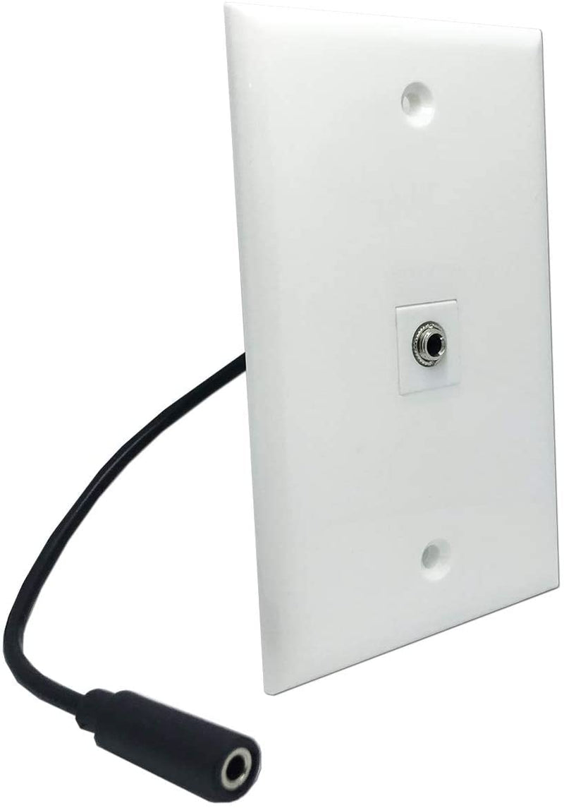 DIYTECH 3.5mm Stereo Headphone Wall Jack, Female to Female Audio Connectors, in-line Modular, with Extension Cable and Mounting Bracket, Aux Wall Plate
