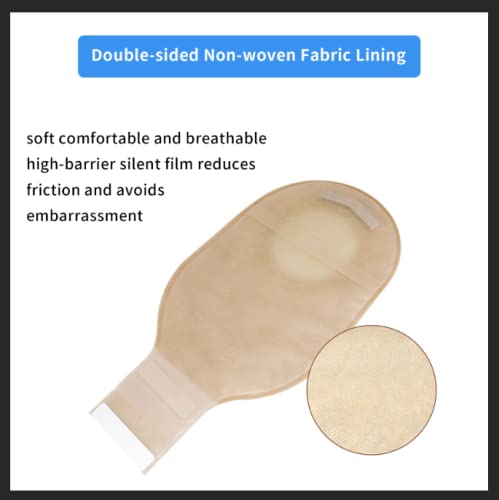 VARWANEO 20 PCS Colostomy Bags，One-Piece Ostomy Pouch Barrier with Stripes Colostomy Bag Max Cut 15-60mm Back Window （Hook & Loop Closure)