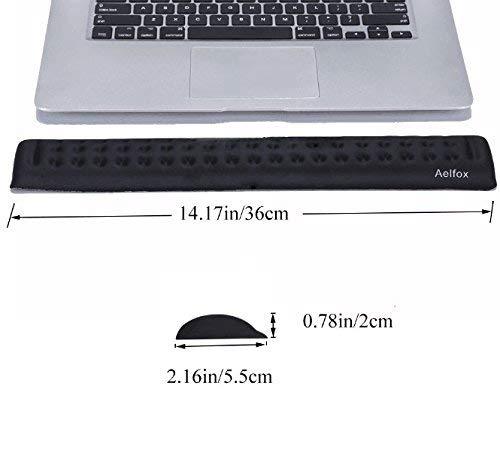 Aelfox Keyboard Wrist Rest, Ergonomic Laptop Wrist Pad for Compact Slim 87 Key Gaming Keyboard/Computer/Mac (14.17" x 2.32" x 0.7", Black)