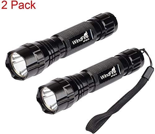 Super Bright Flashlight WF-501B Tactical Flashlight Cree XML L2 LED 1200 Lumens 1 Mode 3.7-18v Mini Portable Handheld Flashlight Torch for Hunting, Camping, Cycling 2Pack (Battery not Included)
