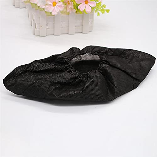 XIAOWEI Black Shoe Covers - 100 Pack (50 Pairs) Disposable Boot and Booties | One Size Fits Most Durable 35 GSM Non Woven Material (Black)