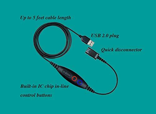 USB Adapter Cable Compatible Plantronics or daily headset with QD (Quick Disconnect) to USB Plug, Speaker Volume & Mic Mute Control Connects Headset to PC, Laptop, Soft Phone and More